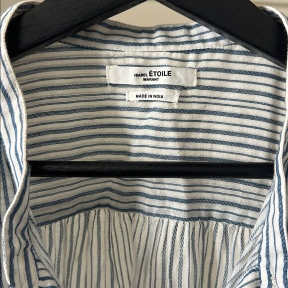 New Isabel Marant Joden 100% cotton gauzy breezy oversized stripe popover blouse - Picture 7 of 16